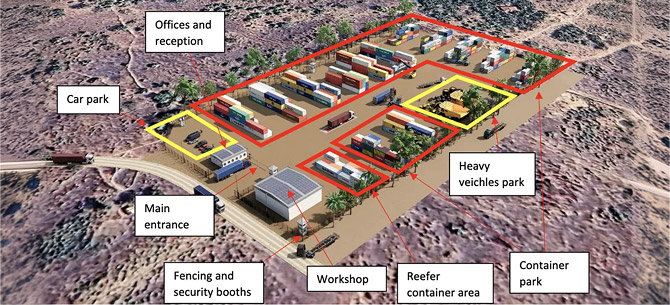 Site plan showing the workshop facility layout at the Mogaya project