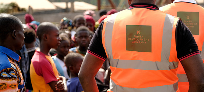 Employees working at Nimba iron ore site