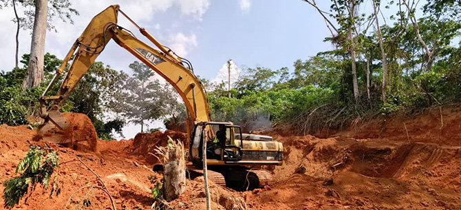 Machine at work for mine project